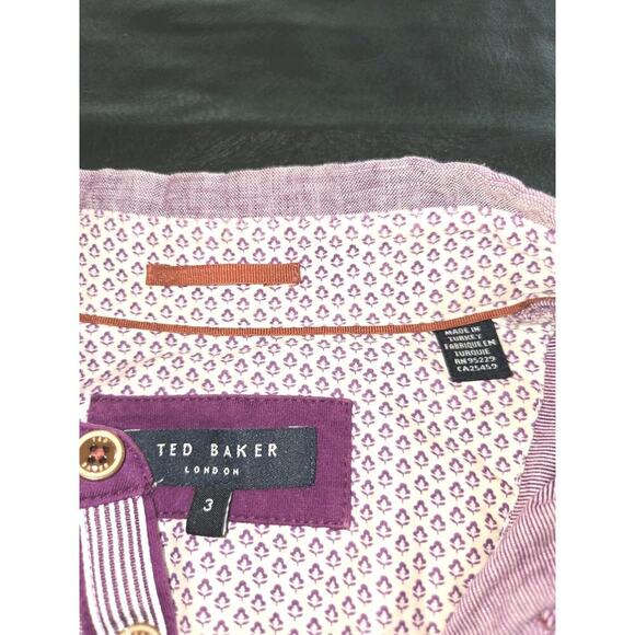 Ted Baker London Polo Shirt Men 3 Purple Pattern Collared Old Money Golf Artsy - Picture 7 of 9